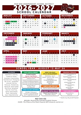 Official Cross Roads ISD district school calendar 2026-2027 original PDF preview