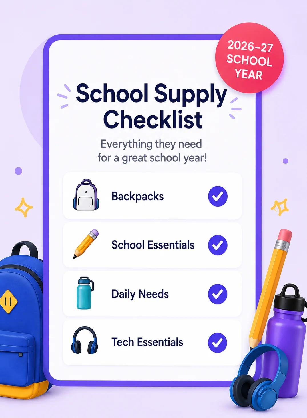 School supplies checklist preview
